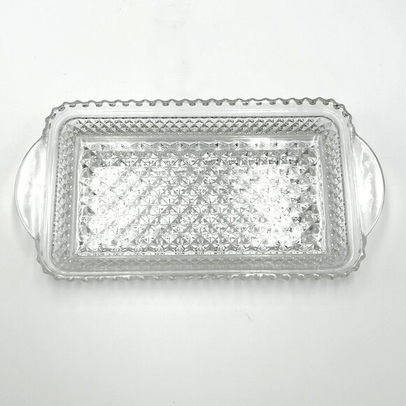 Sparkling Glass Cut Tray & Brass Candleholder W Glass Tulip Insert | 3 PIECE SET - Picture 6 of 14